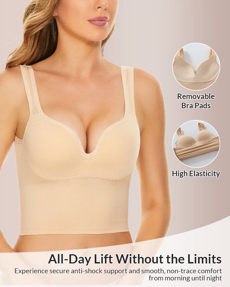 Seamless Deep-V Shaping Bra With Wide Straps