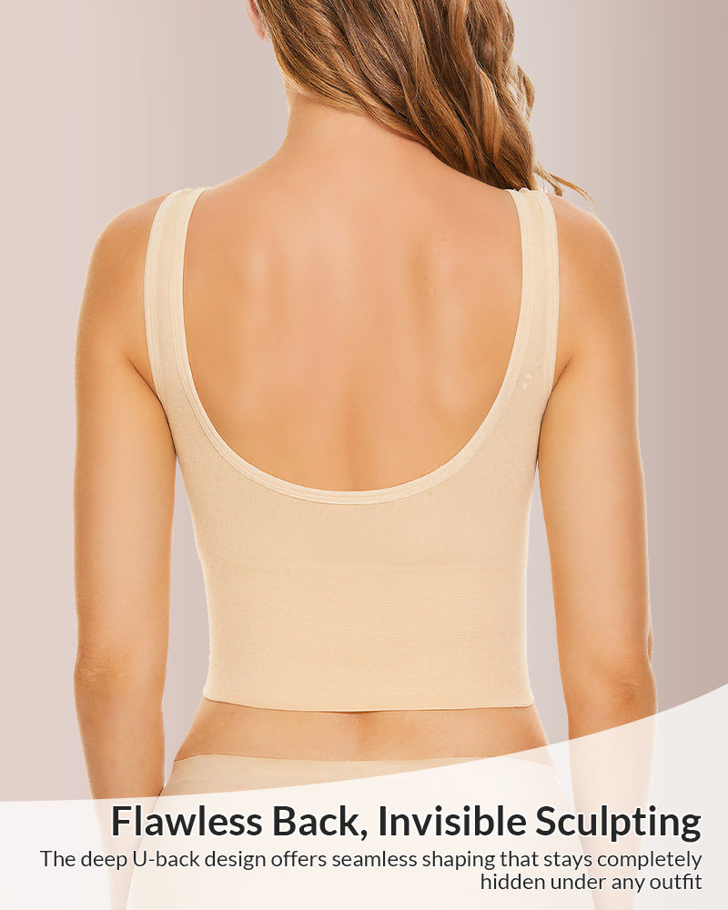 Seamless Deep-V Shaping Bra With Wide Straps