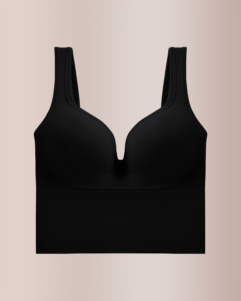 Seamless Deep-V Shaping Bra With Wide Straps