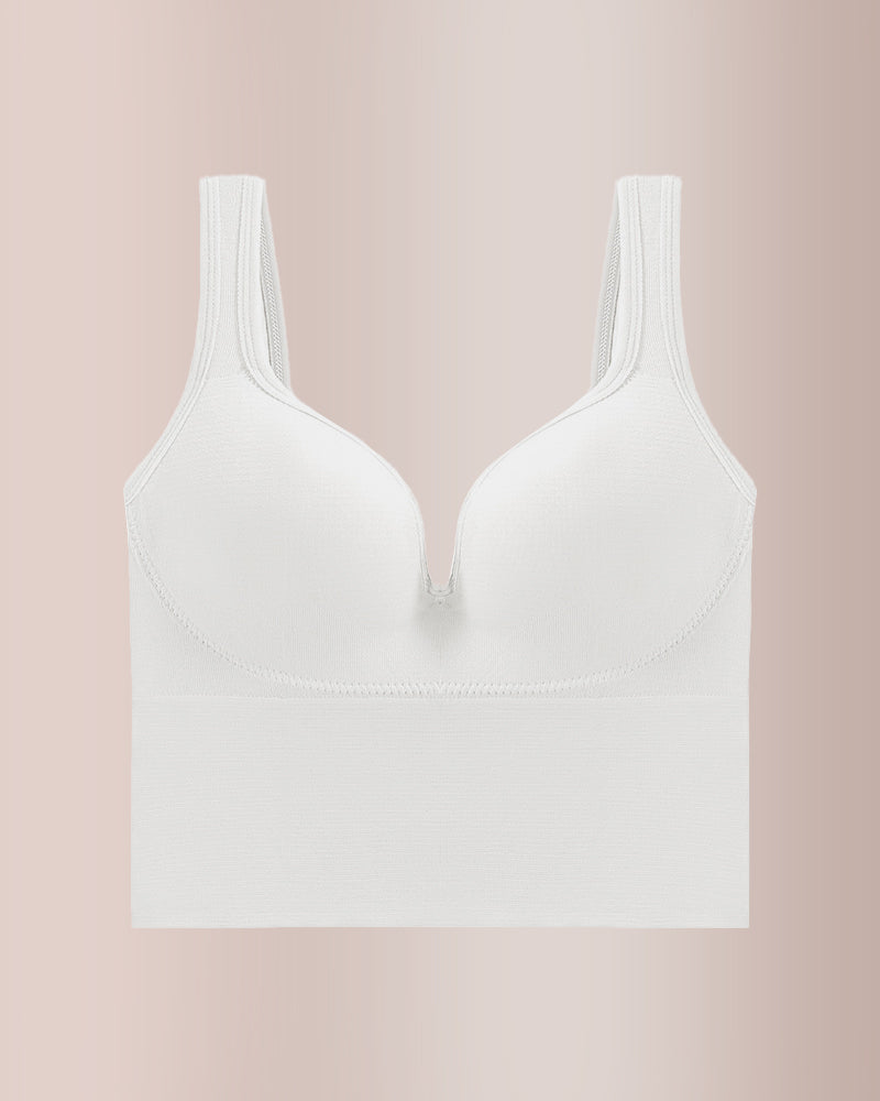 Seamless Deep-V Shaping Bra With Wide Straps