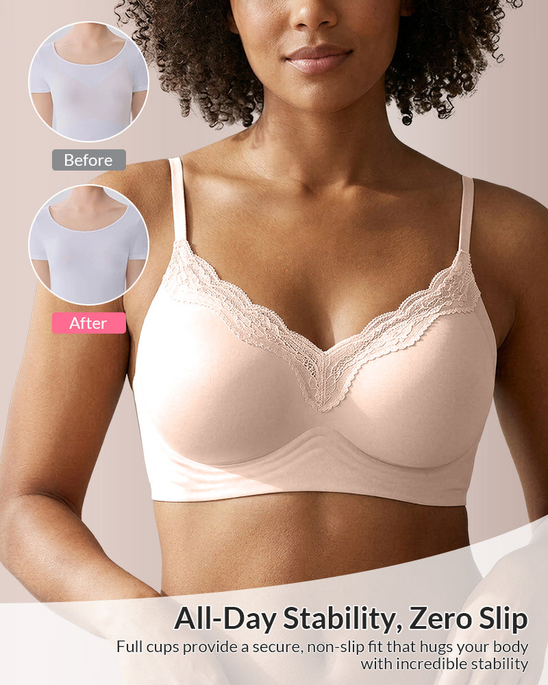 Seamless Lace Trim Push-Up Bra