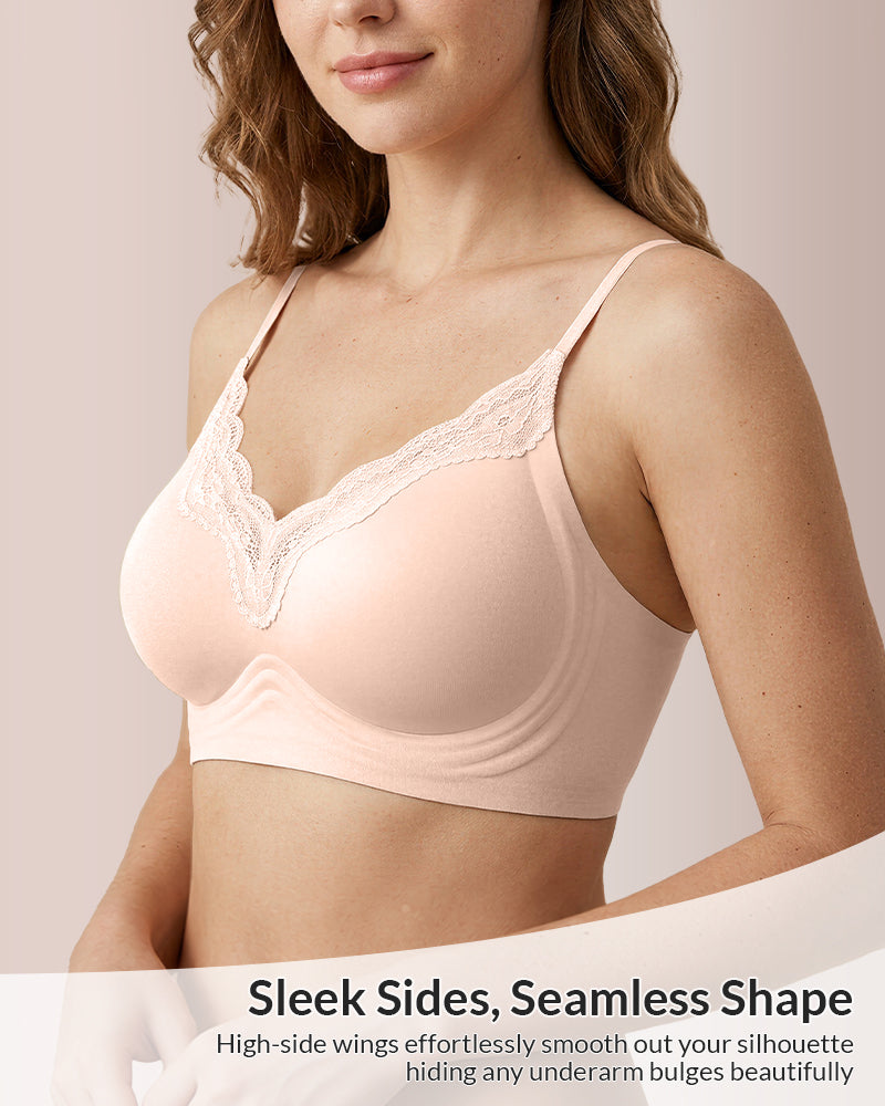 Seamless Lace Trim Push-Up Bra
