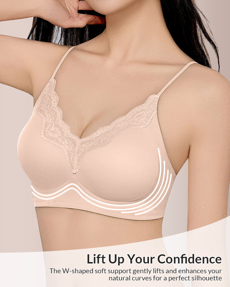 Seamless Lace Trim Push-Up Bra