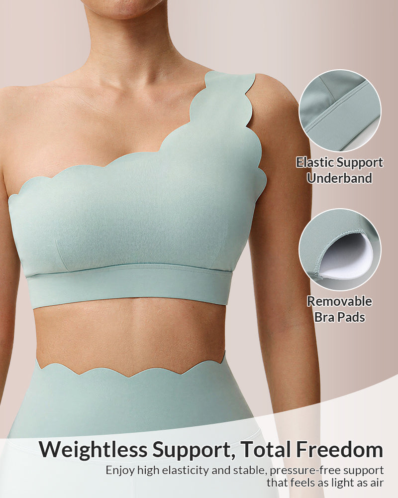 Scalloped Asymmetrical Yoga Bra