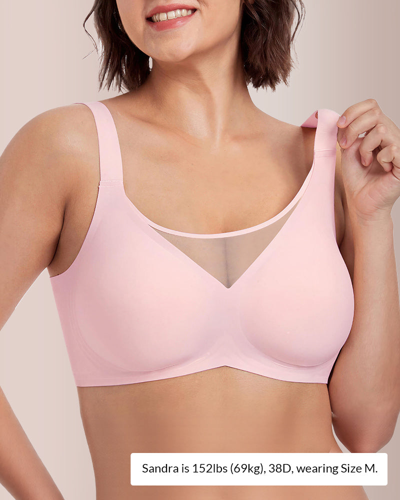 Seamless Wire-Free Minimizer Bra With Breathable Mesh Panel