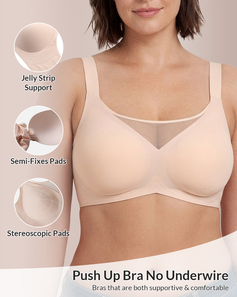 Seamless Wire-Free Minimizer Bra With Breathable Mesh Panel