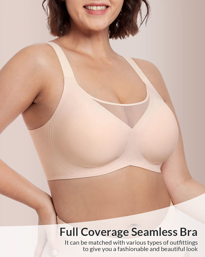 Seamless Wire-Free Minimizer Bra With Breathable Mesh Panel