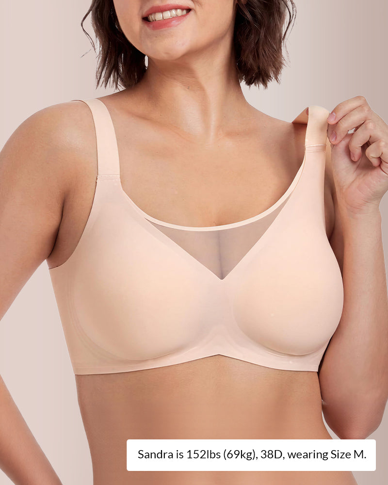 Seamless Wire-Free Minimizer Bra With Breathable Mesh Panel