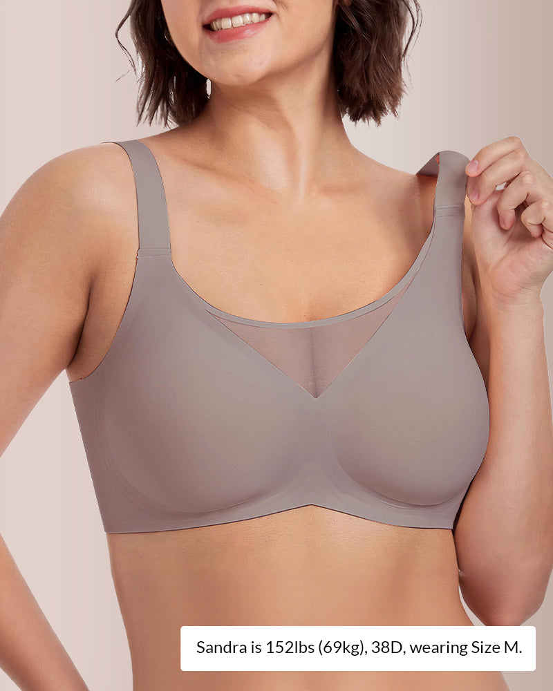 Seamless Wire-Free Minimizer Bra With Breathable Mesh Panel