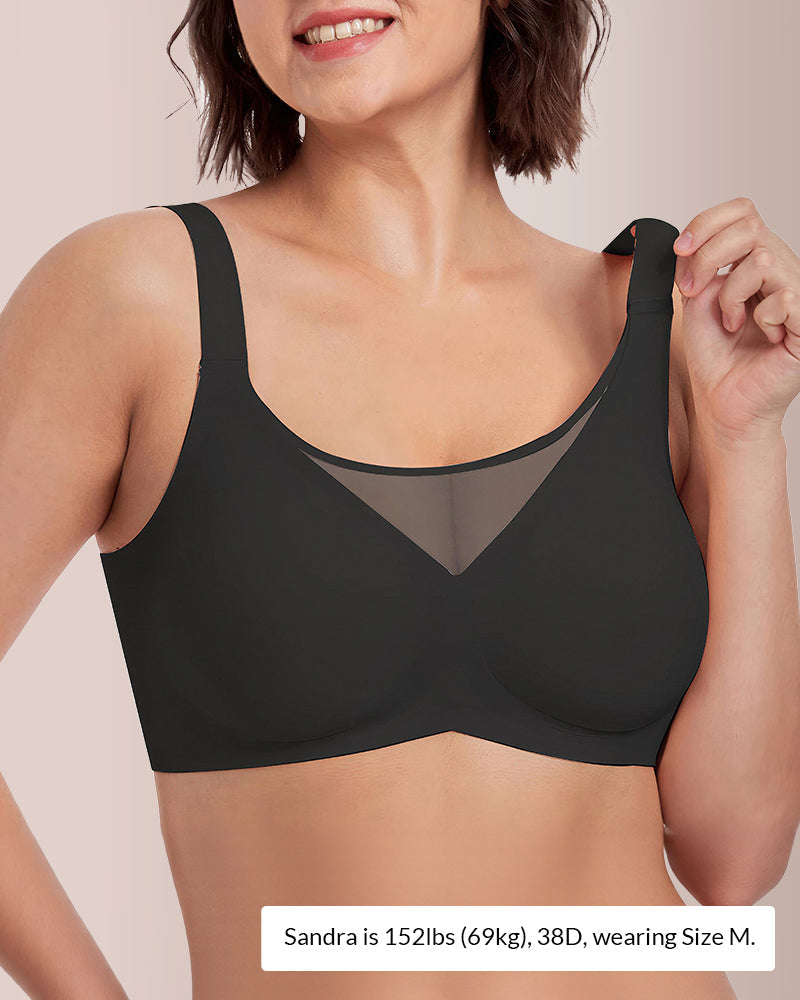 Seamless Wire-Free Minimizer Bra With Breathable Mesh Panel