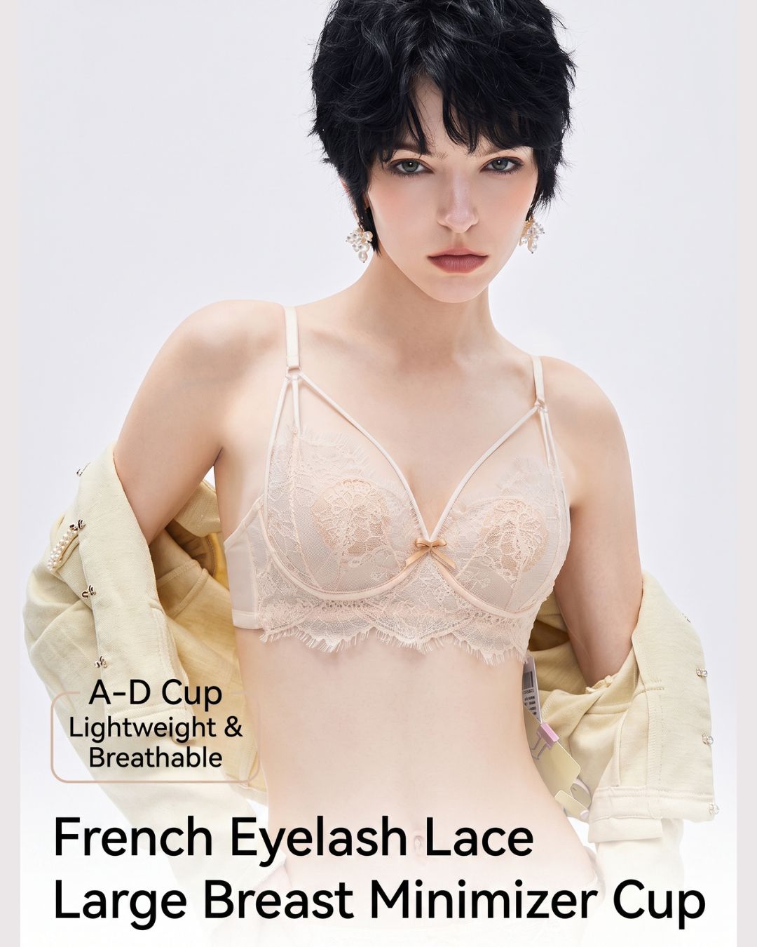 French Eyelash Lace Wireless Push-Up Bra