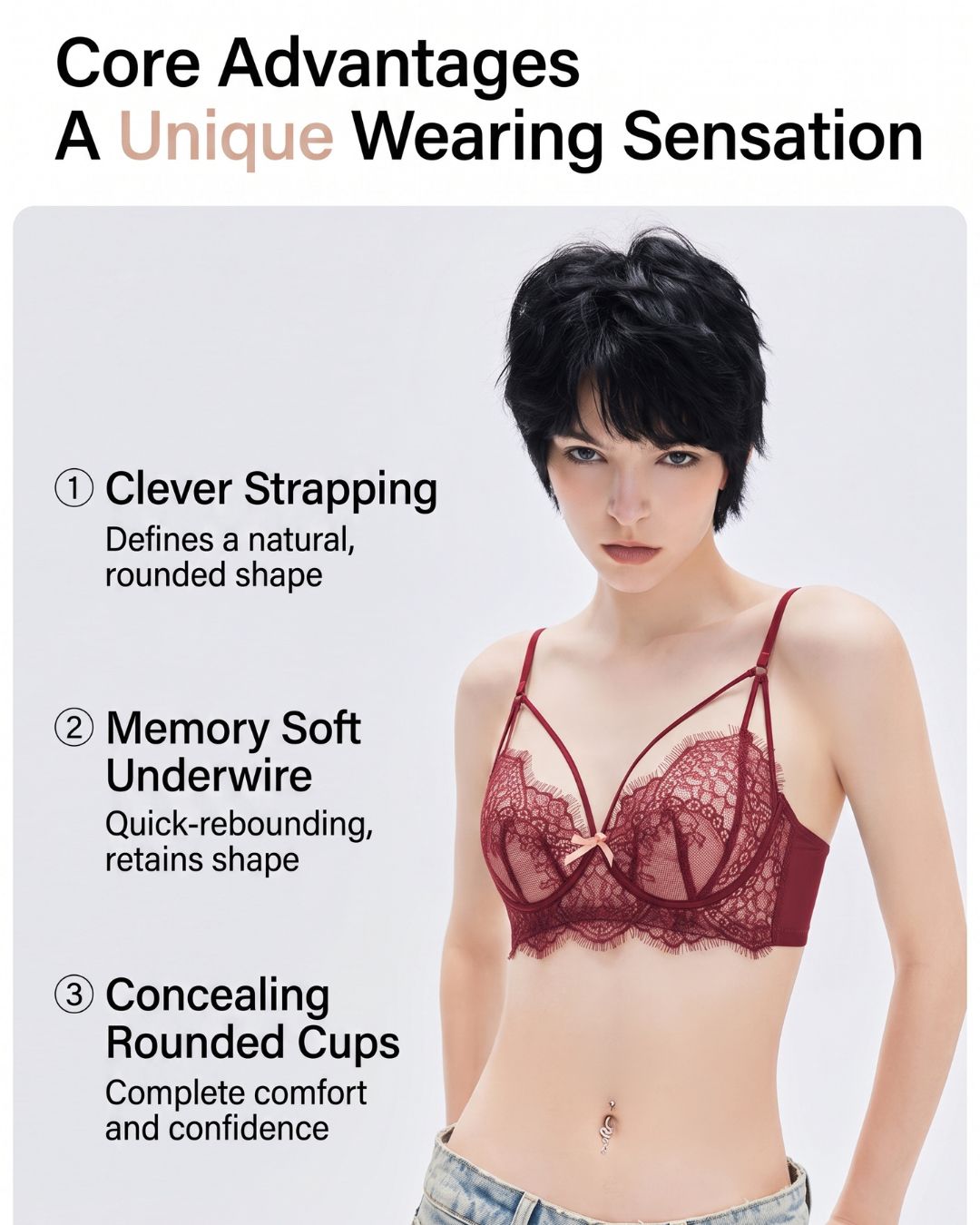 French Eyelash Lace Wireless Push-Up Bra