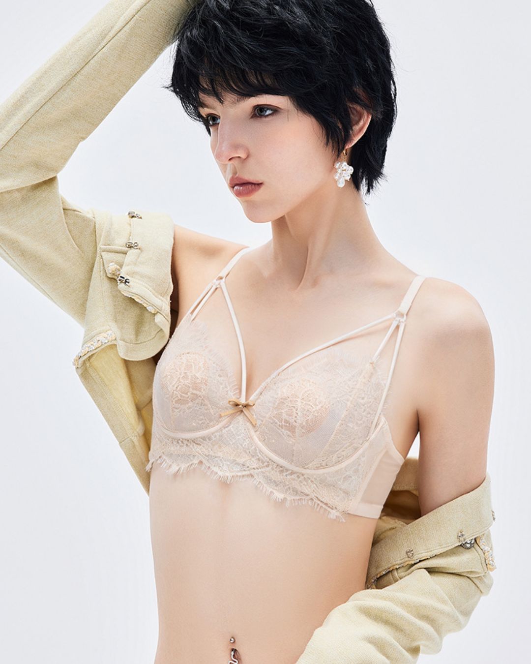 French Eyelash Lace Wireless Push-Up Bra