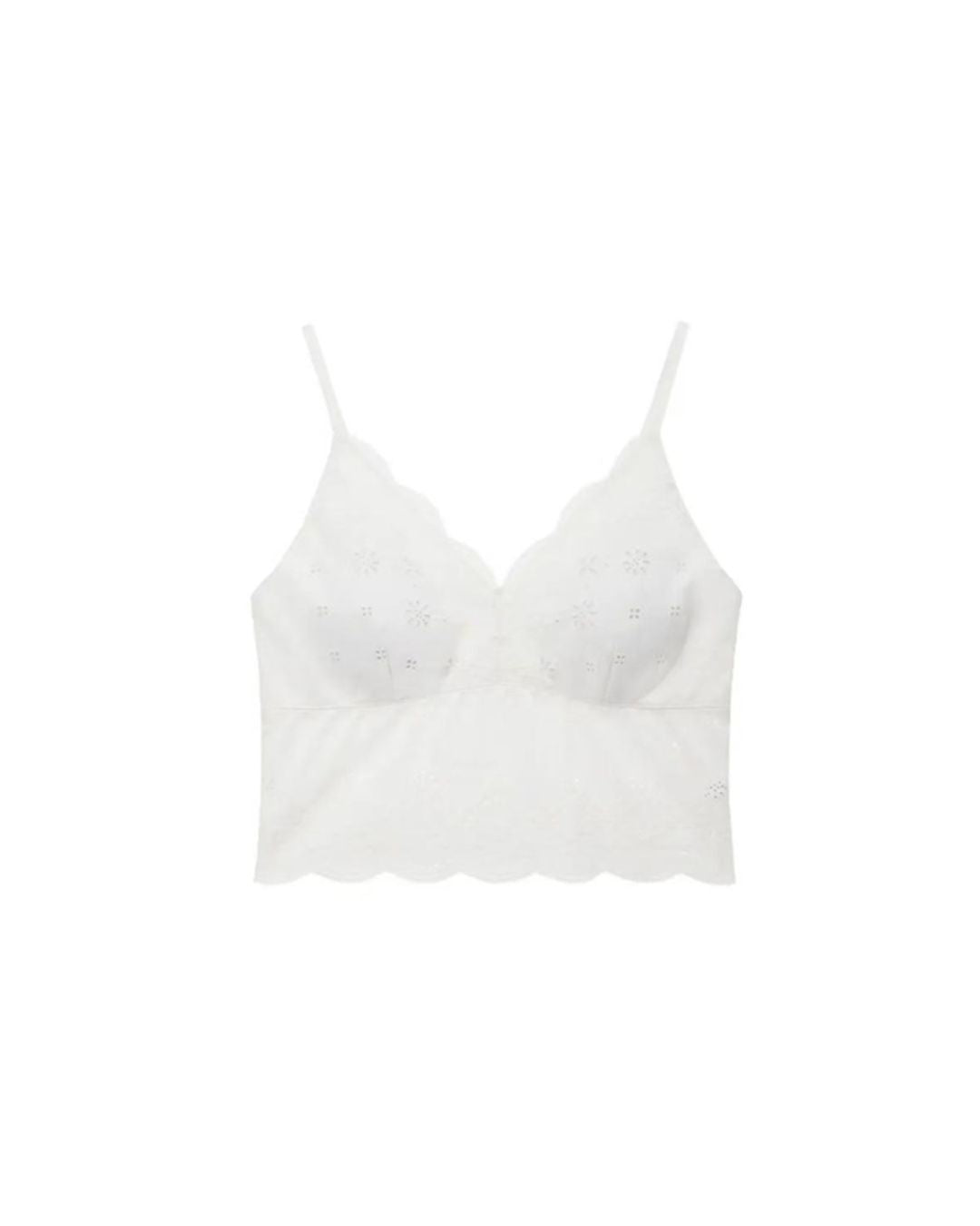 French Cottagecore Daisy Lace Ruffle Trim Cami