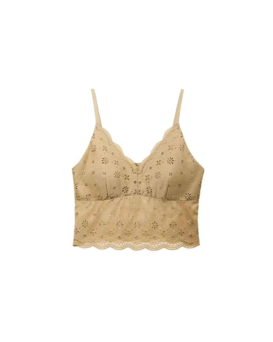 French Cottagecore Daisy Lace Ruffle Trim Cami