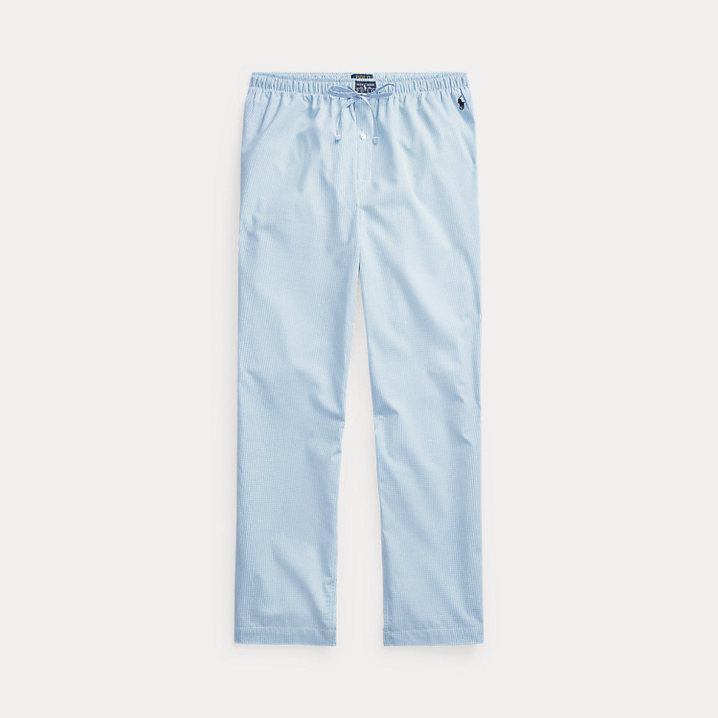 Gingham Cotton Sleep Trouser Lt Blue Mini Gingham