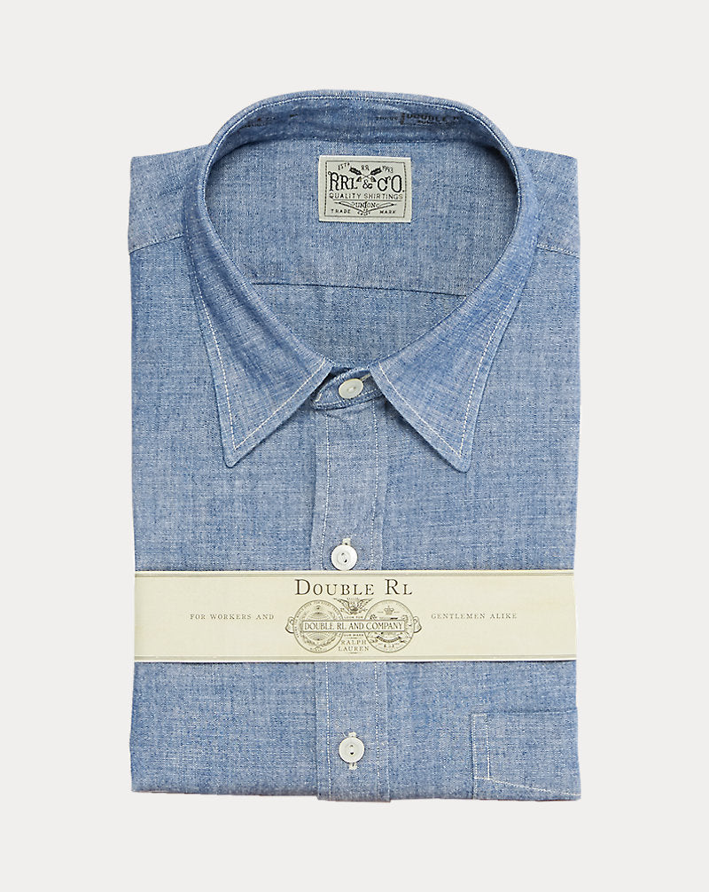 Slim Fit Chambray Shirt Steel Blue