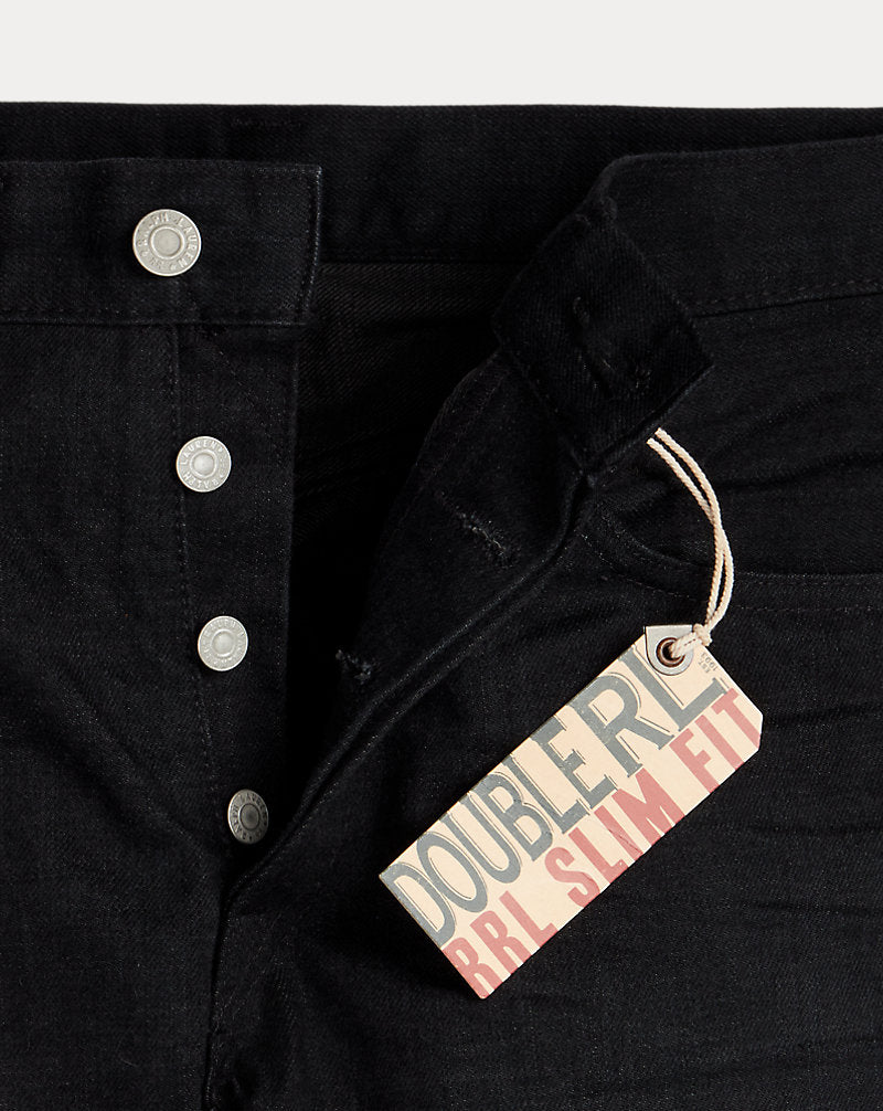 Slim Fit Schwarze Selvedge Jeans Schwarz