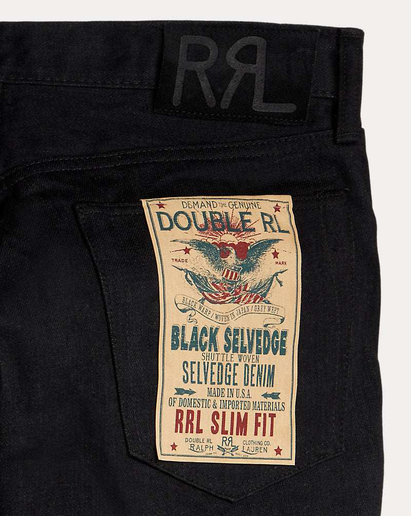 Slim Fit Schwarze Selvedge Jeans Schwarz