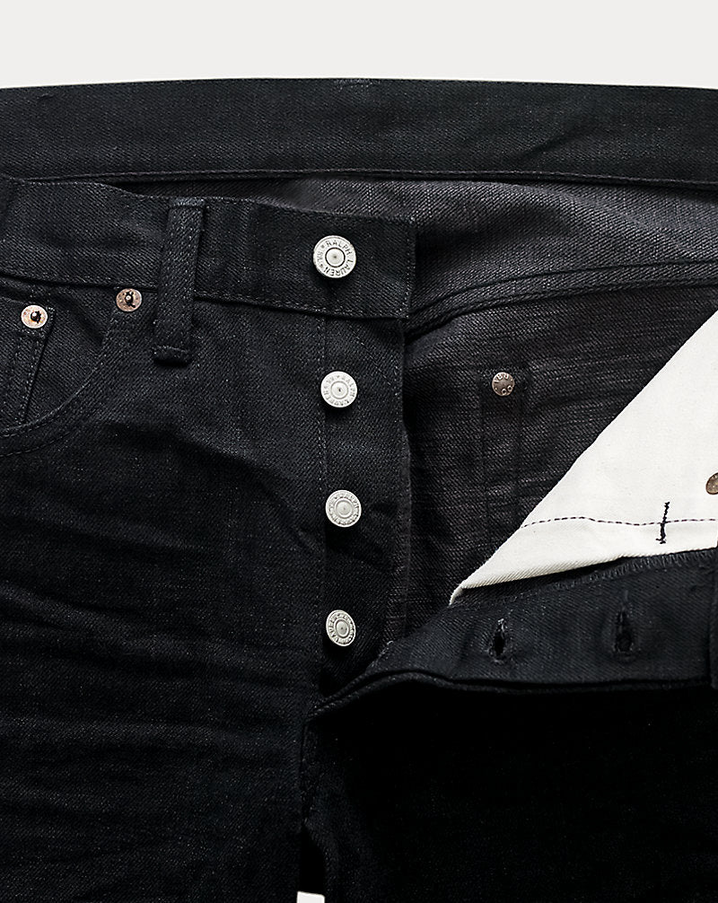 Slim Fit Schwarze Selvedge Jeans Schwarz