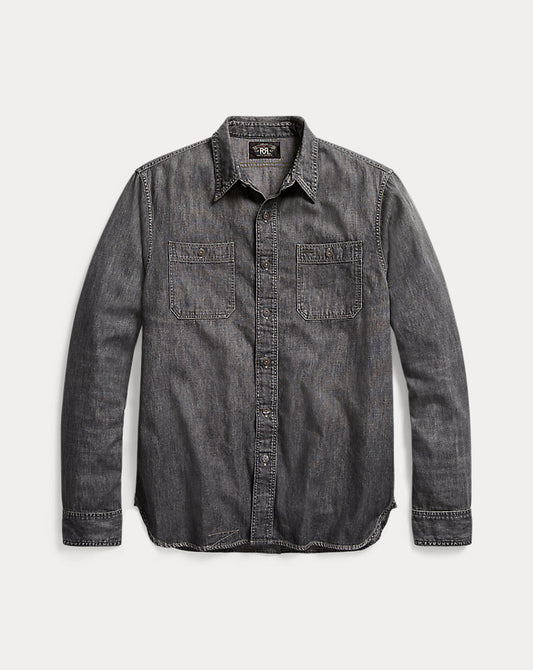 Denim-Arbeitshemd Schwarz-Weiß