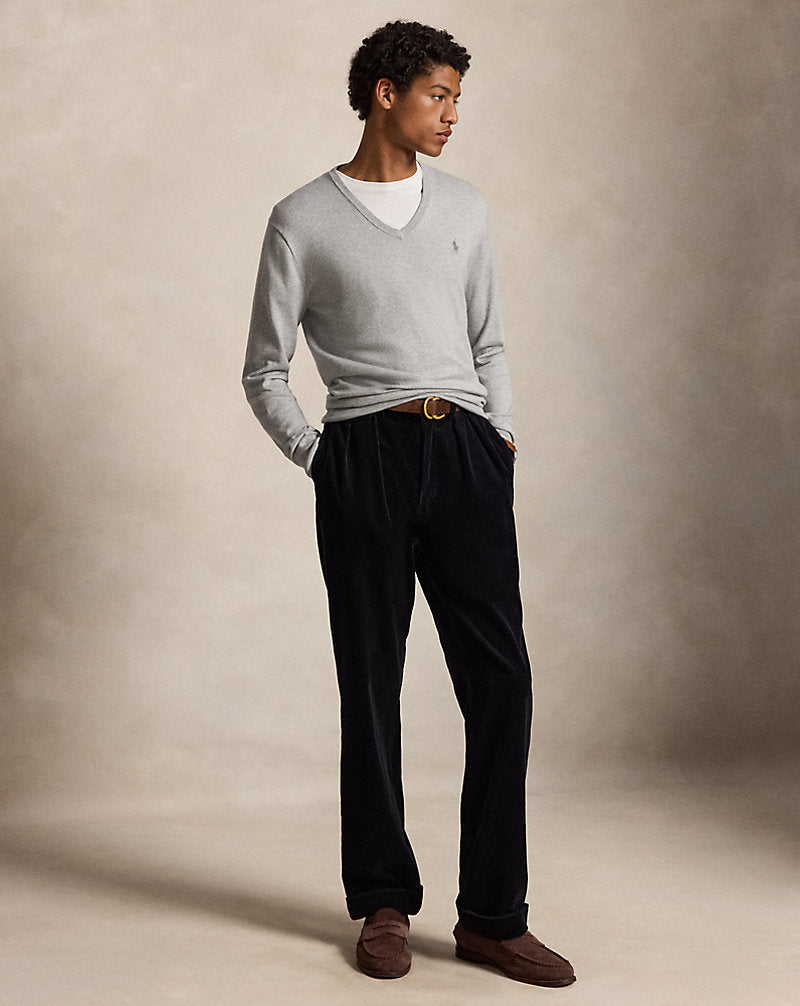 Slim Fit Cotton V-Neck Sweater Andover Heather