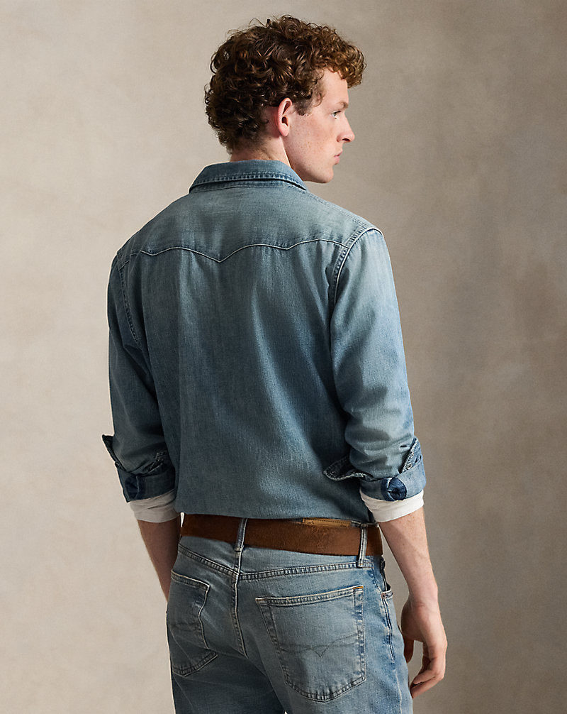 Slub Denim Western Shirt Western