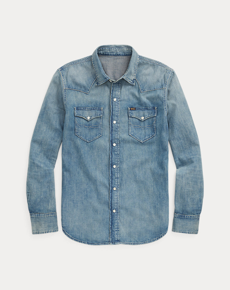 Slub Denim Western Shirt Western