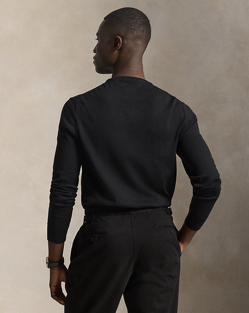 Slim Fit Cotton Sweater Black
