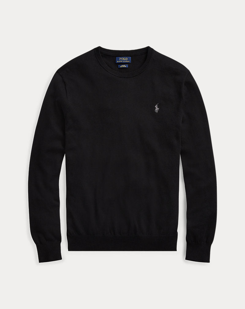 Slim Fit Cotton Sweater Black