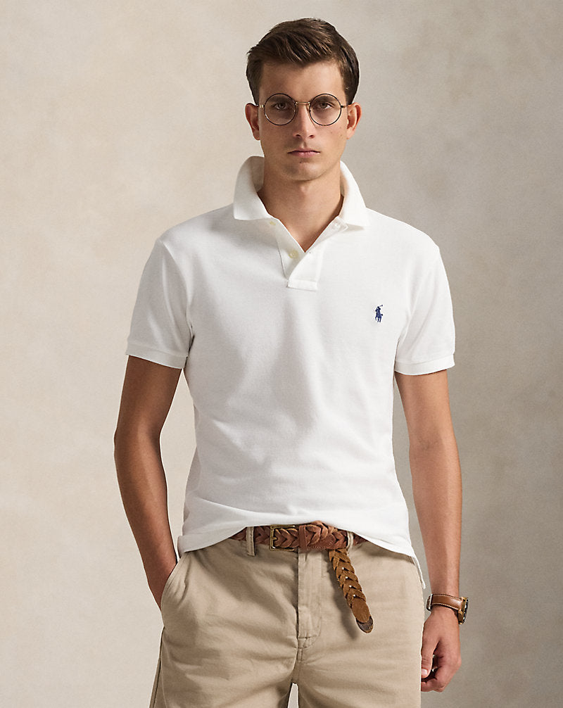 Slim Fit Mesh Polo Shirt White