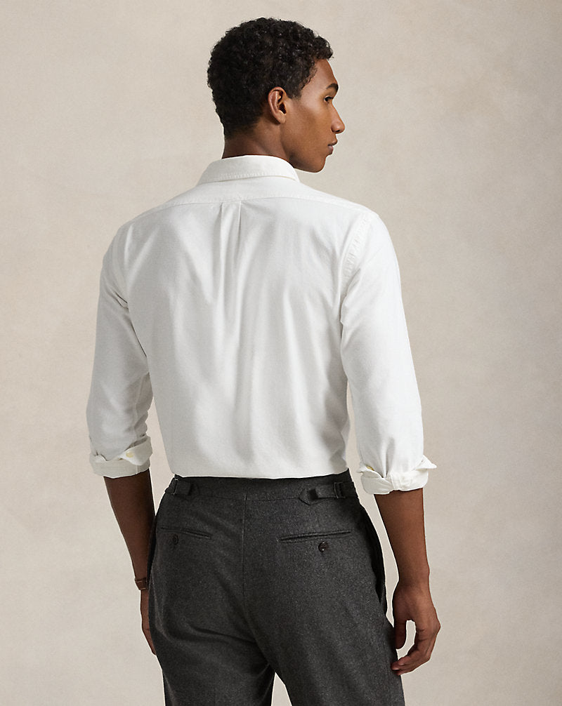 Slim Fit Garment-Dyed Oxford Shirt White