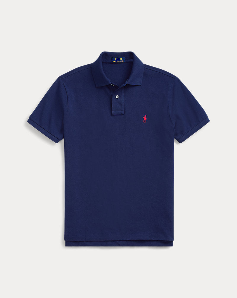 Classic Fit Mesh Polo Shirt Navy/Red
