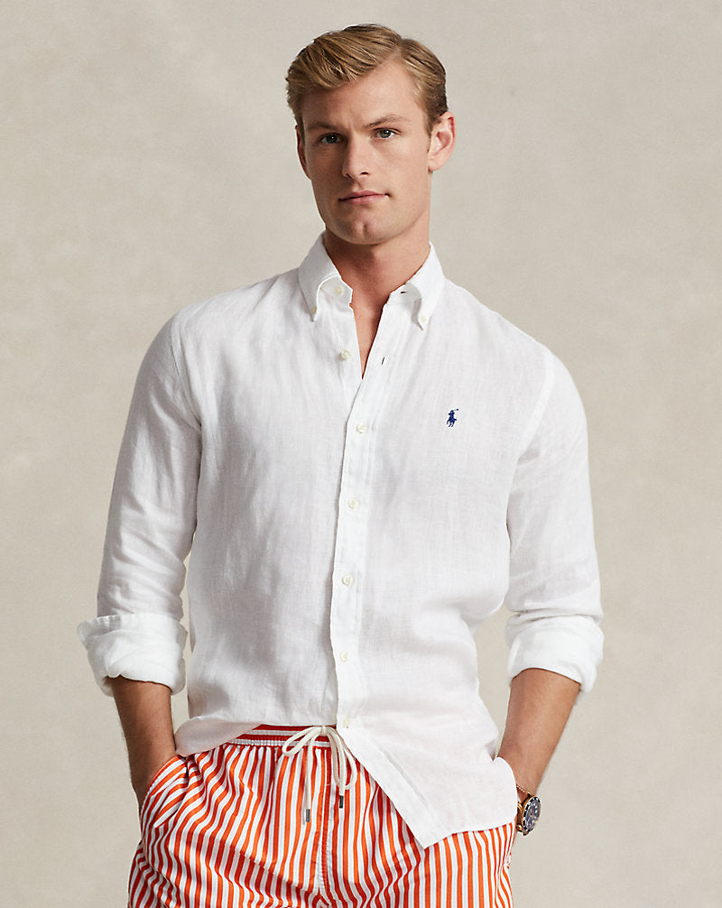 Custom Fit Linen Shirt White
