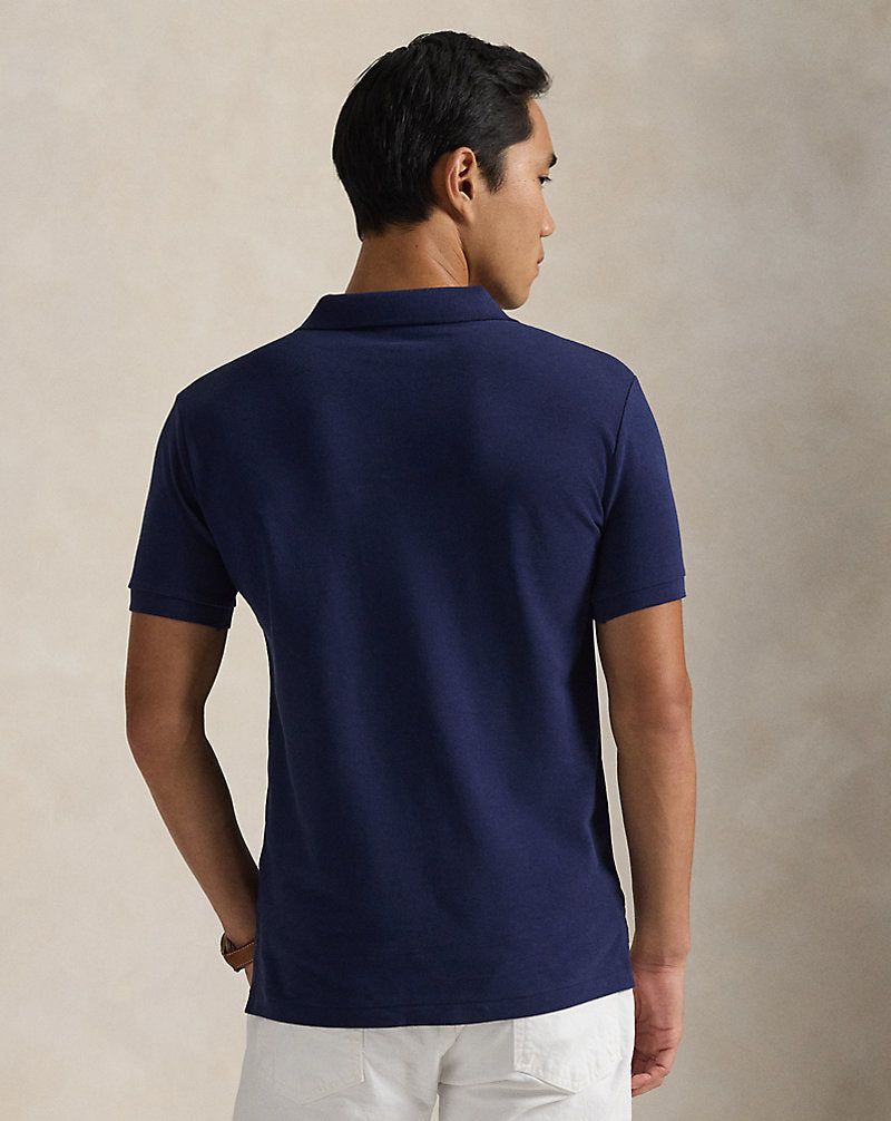 Slim Fit Mesh Polo Shirt Navy/Red