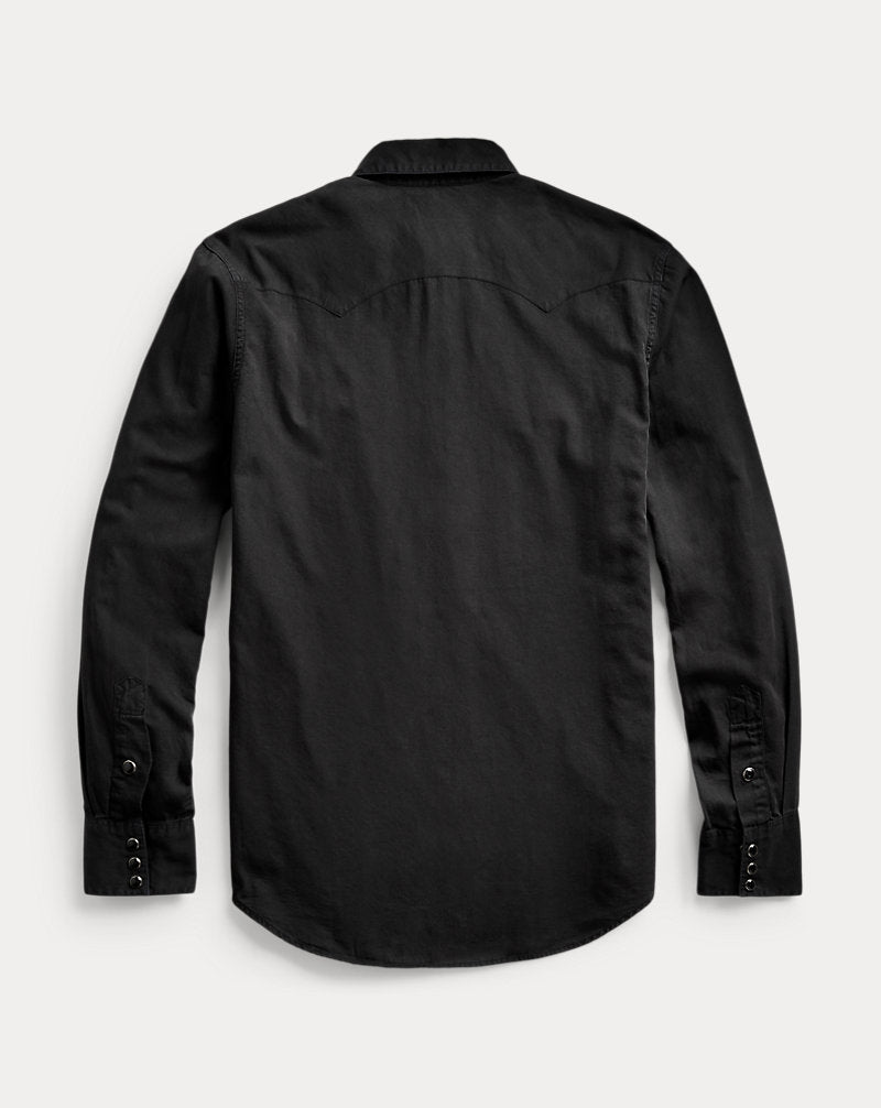 Slim Fit Twill Western Shirt Black