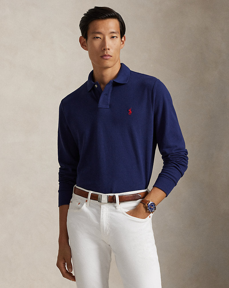 Custom Slim Fit Mesh Polo Shirt Newport Navy