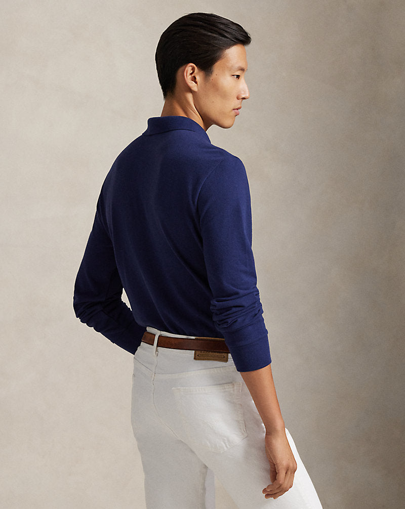 Custom Slim Fit Mesh Polo Shirt Newport Navy
