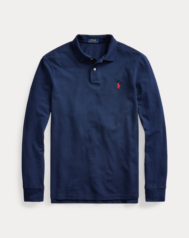 Custom Slim Fit Mesh Polo Shirt Newport Navy