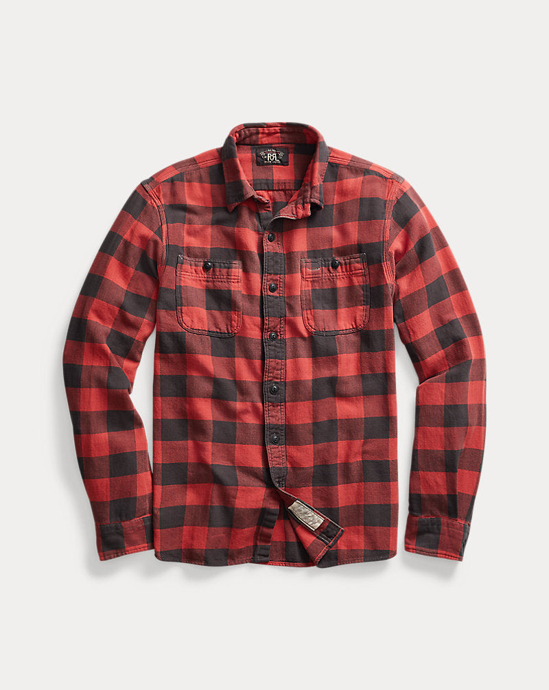Plaid Twill Workshirt Red Black