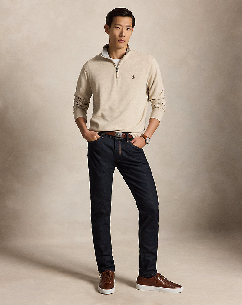 Luxury Jersey Quarter-Zip Pullover Expedition Dune Heather/c