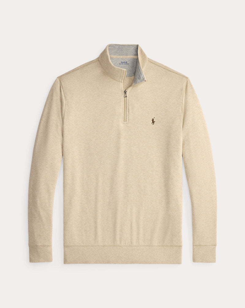 Luxury Jersey Quarter-Zip Pullover Expedition Dune Heather