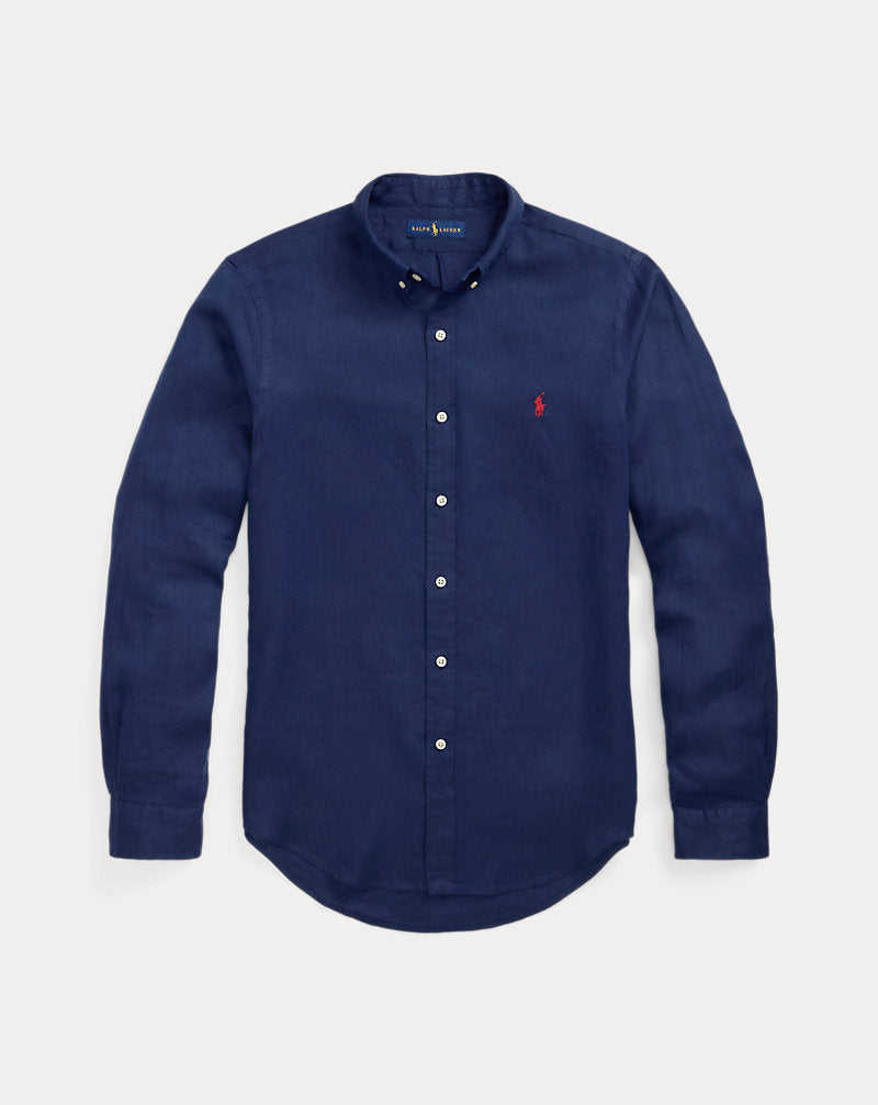 Slim Fit Linen Shirt Newport Navy
