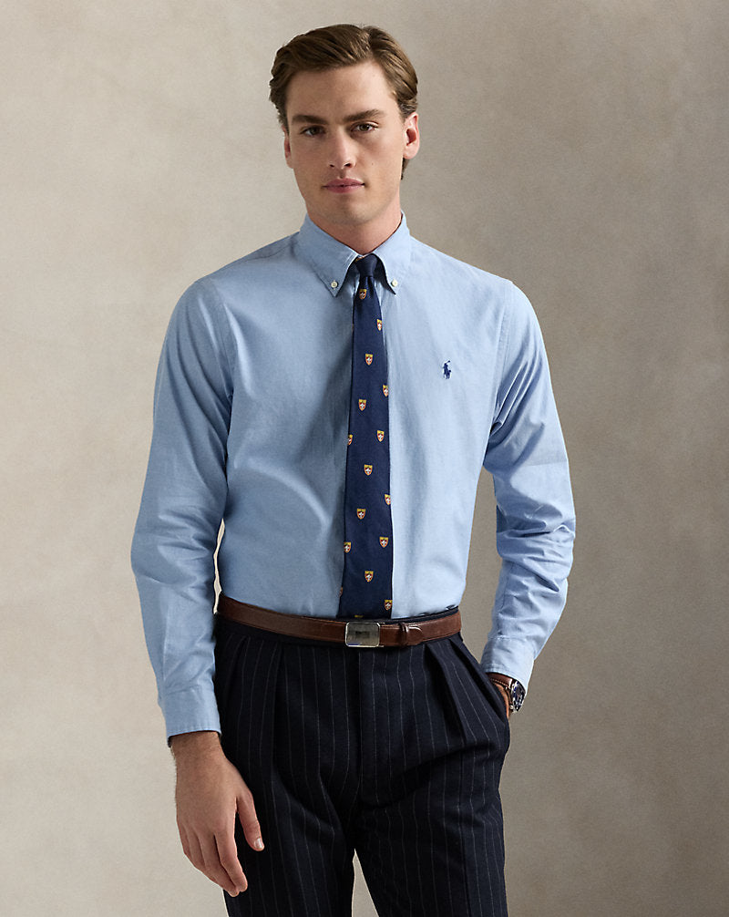 Custom Fit Stretch Oxford Shirt Blue