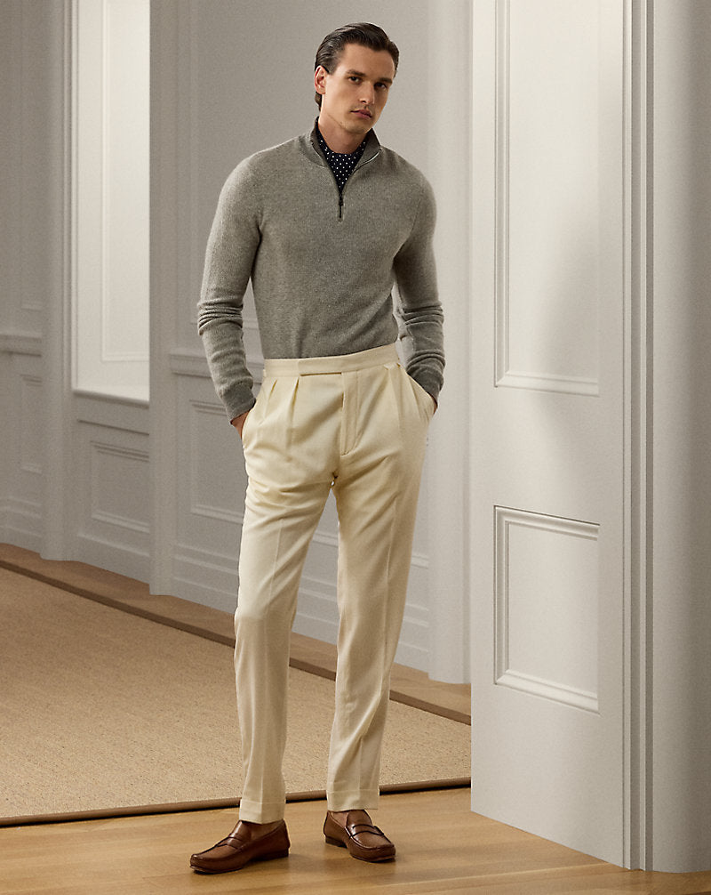 Cashmere Birdseye Quarter-Zip Jumper Light Grey Heather