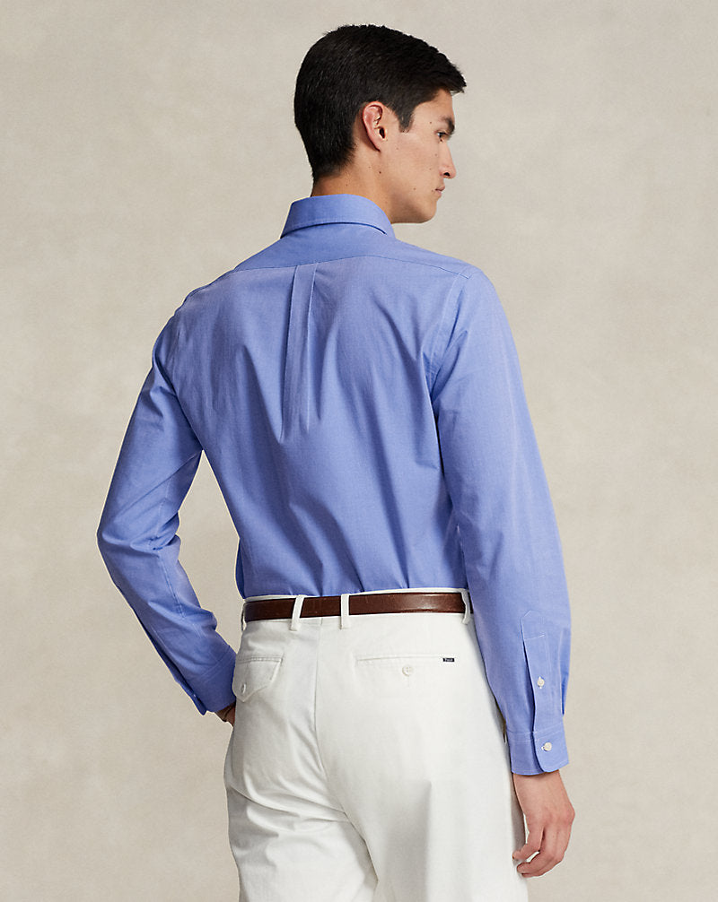 Slim Fit Stretch Poplin Shirt Blue