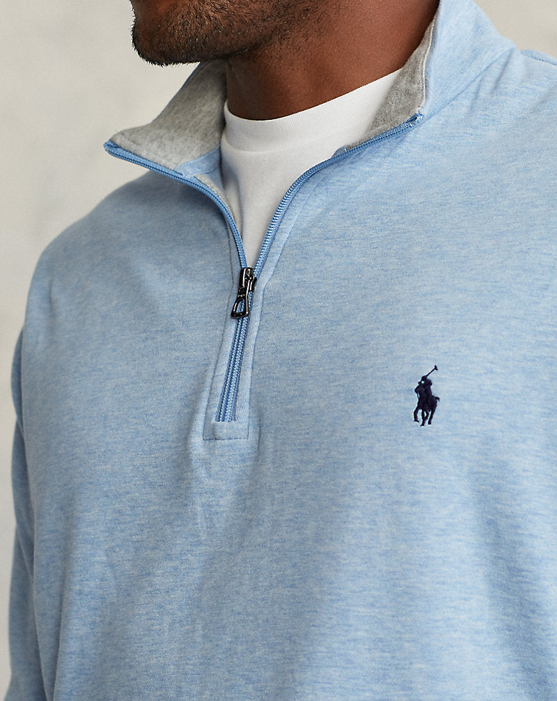 Luxury Jersey Quarter-Zip Pullover Isle Heather