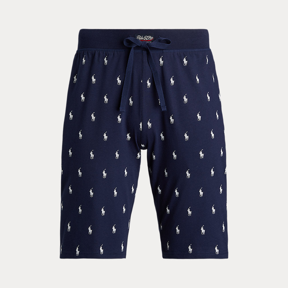 Allover Pony Cotton Jersey Sleep Short Cruise Navy