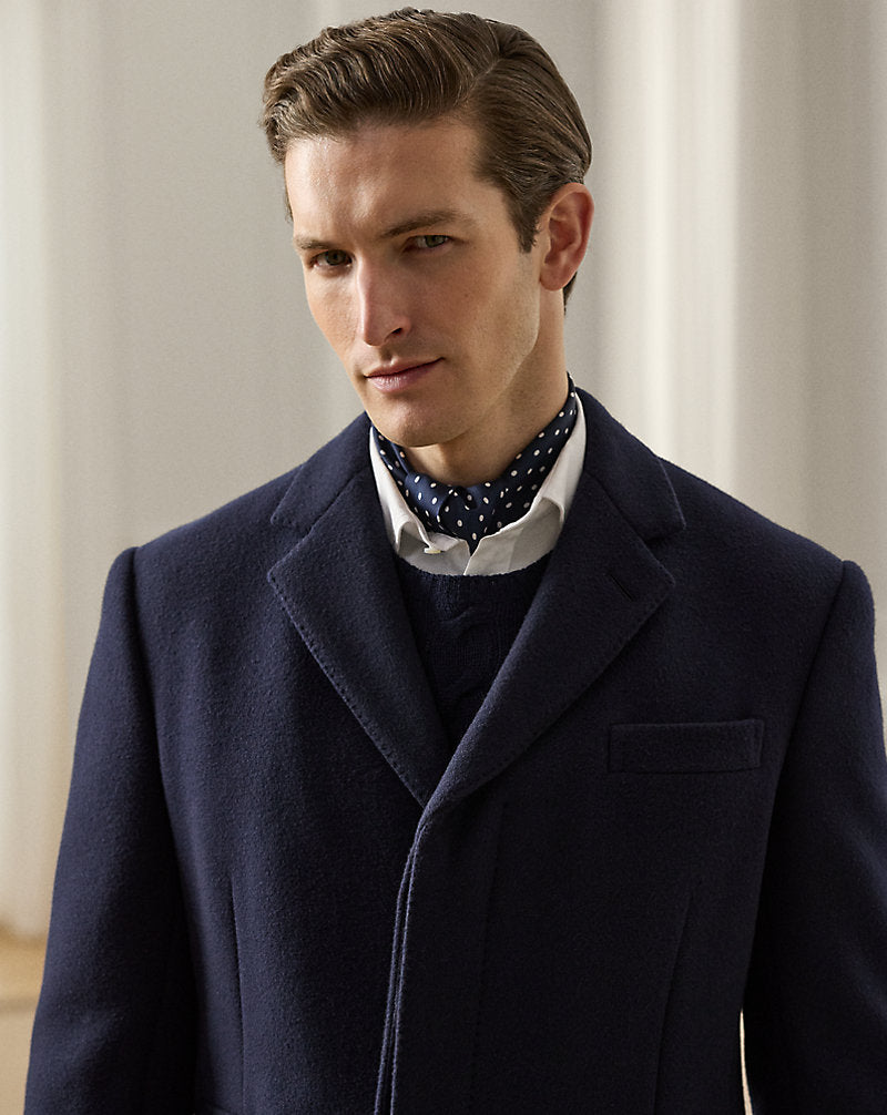 Kent Hand-Tailored Wool-Blend Topcoat Navy