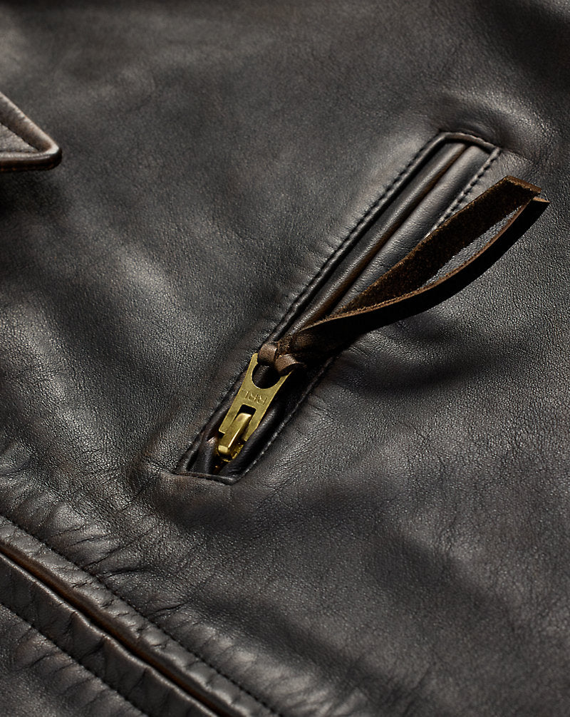 Leather Jacket Black Over Brown